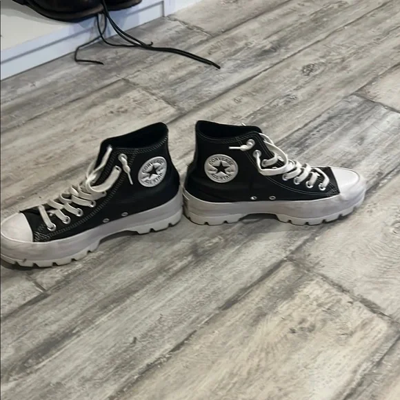 Leather Chunky Bottom Converse Converse Shoes Converse Black And